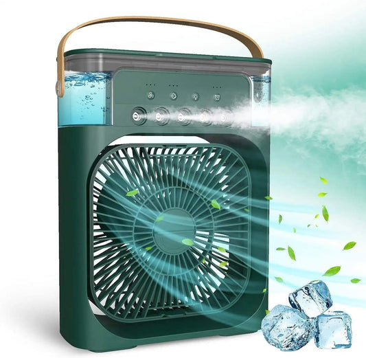 Mini Air Cooler, USB Desk Fan, Personal Evaporative Cooler with 7 Colors LED Light, 1/2/3 H Timer, 3 Wind Speeds, and 3 Spray Modes for Office, Home,Travel_ab14